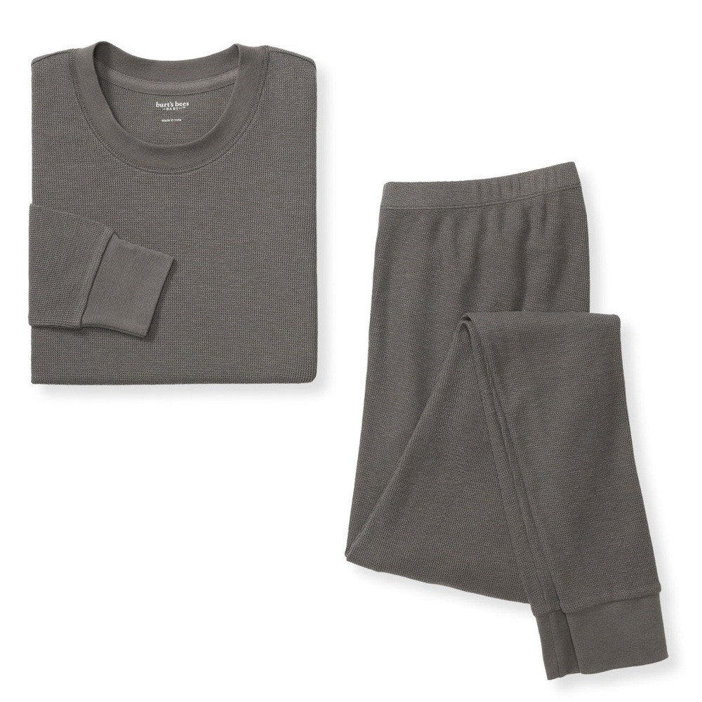 Burt’s Bees honeysoft™ mommy & me matching waffle thermal pajamas (set), grey XL